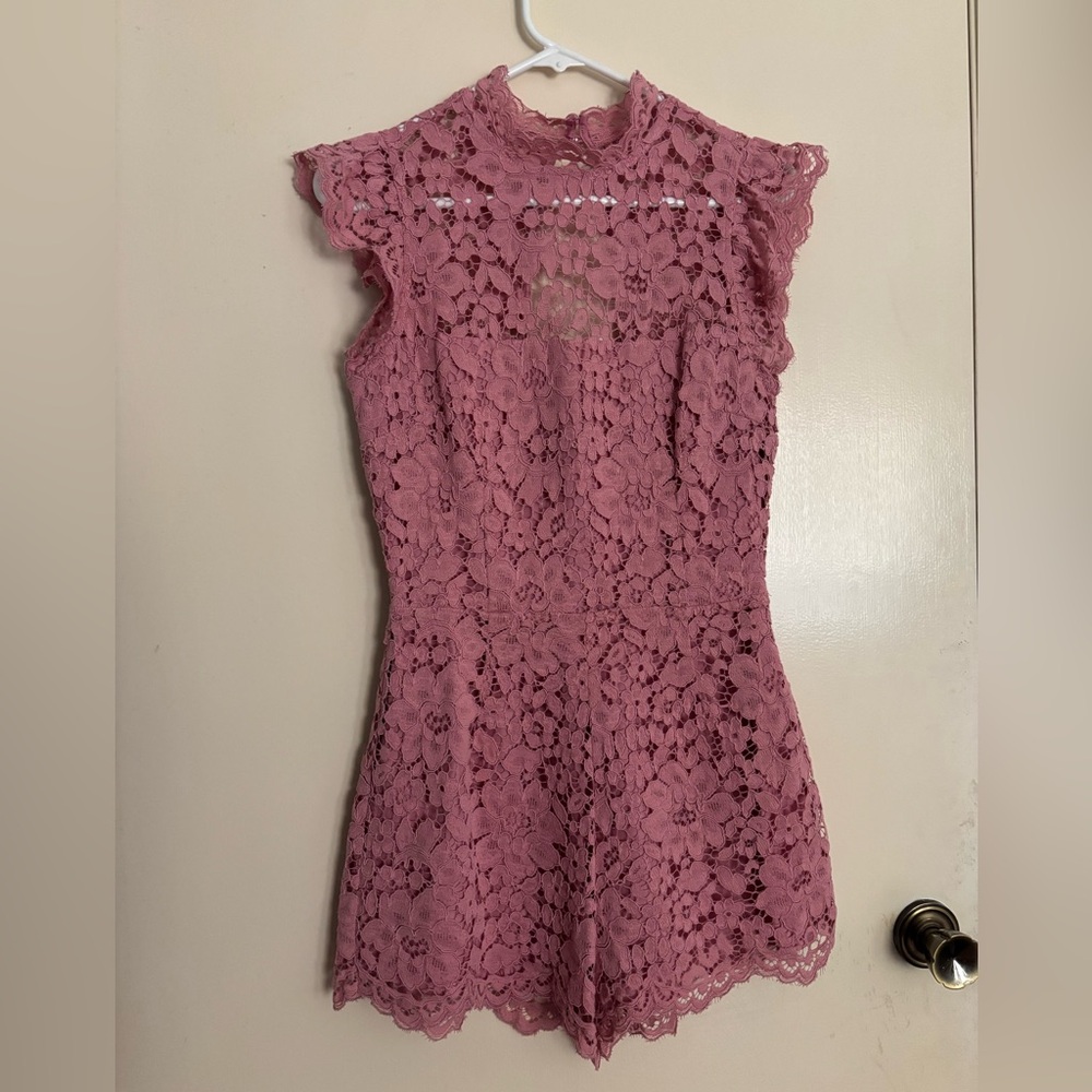 Pink lace romper